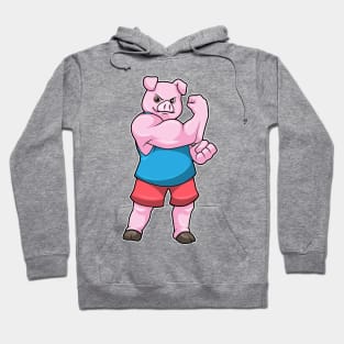 Pig as Bodybuilder with big Upper arm Hoodie